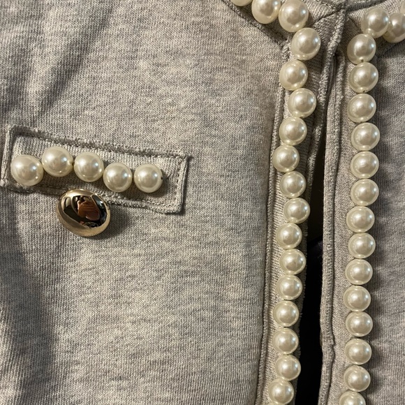 Gray blazer sweater with pearl design - Picture 5 of 5